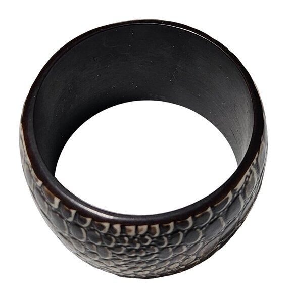 African Inspired Tribal Style Reptile Print Wide Bangle Bracelet Fashion Jewelry - Picture 2 of 4
